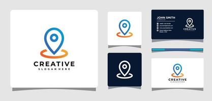 Karte-Pin-Location-Logo-Vorlage mit Visitenkarten-Design-Inspiration vektor