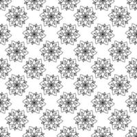 sömlösa blommönster minimala och geometriska texturer. svart kontur isolerad på vit bakgrund. enkla mandala blomma element. vektor