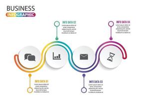 Vier-Schritte-Infografiken - können eine Strategie, einen Arbeitsablauf oder Teamarbeit veranschaulichen. vektor