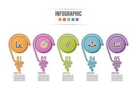 abstrakte Infografik mit Glühbirne. Infografiken für Geschäftspräsentationen oder Informationsbanner 5 Optionen. vektor