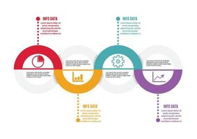 vorlage zeitachse infografik farbig horizontal nummeriert für vier positionen kann für arbeitsablauf, banner, diagramm, webdesign, flächendiagramm verwendet werden vektor