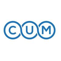 cum-Brief-Logo-Design auf schwarzem Hintergrund. cum kreative Initialen schreiben Logo-Konzept. cum-Vektor-Buchstaben-Design. vektor