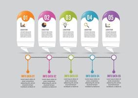 visualisering av affärsdata. processdiagram. abstrakta element av graf, diagram med 5 steg, alternativ, delar eller processer. vektor affärsmall för presentation. kreativt koncept för infographic.
