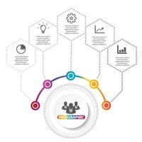 vektor infographic mall med 3d pappersetikett, integrerade cirklar. affärsidé med alternativ. för innehåll, diagram, flödesschema, steg, delar, tidslinjeinfografik, arbetsflödeslayout, diagram