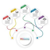 vektor infographic mall med 3d pappersetikett, integrerade cirklar. affärsidé med alternativ. för innehåll, diagram, flödesschema, steg, delar, tidslinjeinfografik, arbetsflödeslayout, diagram