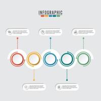 abstrakt 3d infographic mall med fem steg för framgång. affärscirkelmall med alternativ för broschyr, diagram, arbetsflöde, tidslinje, webbdesign. vektor eps 10