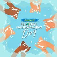 handtvätt dag. handtvätt illustration. vatten, tvätta händerna, städa. hygien koncept. vektor