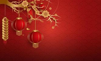 podium und hintergrund für chinesisches neujahr, chinesische festivals, mittherbstfest, blume und asiatische elemente im hintergrund. vektor