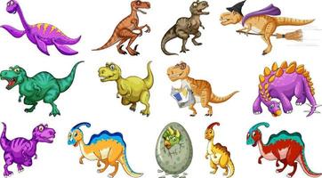 viele dinosaurier auf weißem hintergrund vektor