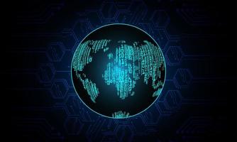 världens binära kretskort framtida teknik, blå hud cybersäkerhetskonceptbakgrund vektor