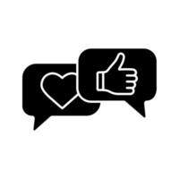 Glyphen-Symbol für Kundenfeedback. Likes und Kommentare in den sozialen Medien. positive Bewertungen. Bewertung, Ranking. Silhouettensymbol. negativer Raum. vektor isolierte illustration