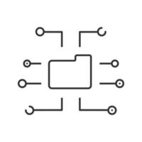 Lineares Symbol für die digitale Datenspeicherung. dünne Liniendarstellung. Archiv. Mappe. Kontursymbol. Vektor isoliert Umrisszeichnung