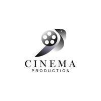 fågel med filmutrustning. bra logotypdesign för filmskapare vektor