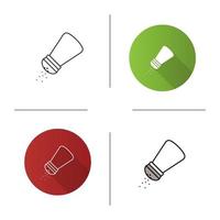 salt eller peppar shaker ikon. platt design, linjär och färgstilar. krydda. isolerade vektorillustrationer vektor