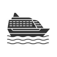 kryssningsfartyg glyf ikon. oceanångare. siluett symbol. negativt utrymme. vektor isolerade illustration