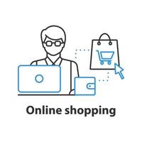 Online-Shopping-Konzept-Symbol. digitale kaufidee dünne linie illustration. Vektor isoliert Umrisszeichnung