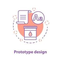 Prototyp-Design-Konzept-Symbol. projektrealisierungsidee dünne linienillustration. Grafikdesign. Vektor isoliert Umrisszeichnung