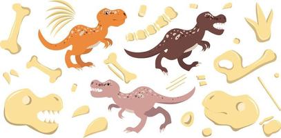 dinosaurie rovdjur rör sig i olika poser vektor