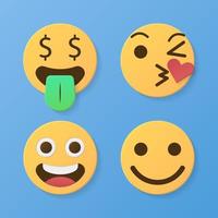gelbes Emoji. lustige emoticons gesichter mit gesichtsausdrücken. 3d stilisierte Vektorsymbole gesetzt vektor