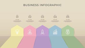 Business-Infografik-Thin-Line-Prozess mit quadratischem und kreisförmigem Template-Design mit Symbolen und attraktiver Farbe vektor