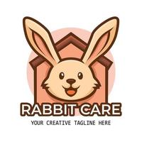 niedliche kaninchenfarm cartoon maskottchen logo vorlage vektor