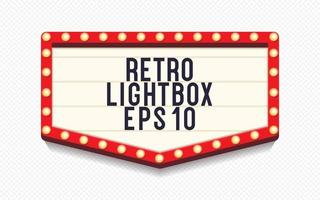 retro lightbox mall med glödlampa realistisk stil vektor