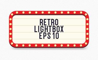 Retro-Lightbox-Vorlage mit realistischem Stil der Glühbirne vektor