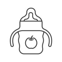 baby sippy cup linjär ikon. tunn linje illustration. barn nappflaska. kontur symbol. vektor isolerade konturritning