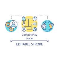 Symbol für das Konzept des Kompetenzmodells. Personalentwicklungsidee dünne Linie Abbildung. Sammlung von Kompetenzen. verwandte Kenntnisse, Fertigkeiten, Fähigkeiten anwenden. Vektor isoliert Umrisszeichnung. editierbarer Strich