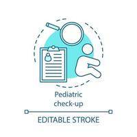 pediatrisk check-up koncept ikon. babyhälsoinspektion. barns fysiska undersökning. barn vårdcentral idé tunn linje illustration. vektor isolerade konturritning. redigerbar linje