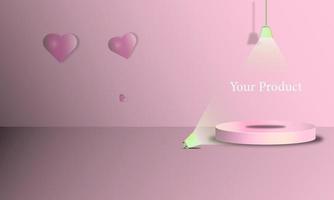 Rosa 3D-Podium-Hintergrund für Poto-Produkte Store Illustasi Produktkatalog, Vektordesign eps 10 vektor