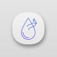 App-Symbol für die Funktion der Luftbefeuchtungsanlage. Wasserverdunstung. Luftbefeuchter. ui ux-benutzeroberfläche. Web- oder mobile Anwendung. vektor isolierte illustration