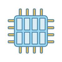 Farbsymbol für Octa-Core-Prozessor. Mikroprozessor mit acht Kernen. Mikrochip, Chipsatz. Zentralprozessor. Zentraleinheit. Computer, Telefon Multi-Core-Prozessor. Integrierter Schaltkreis. isolierte vektorillustration vektor
