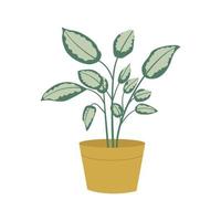 krukväxt i kruka eller plantering. krukväxt i platt stil isolerad på vit bakgrund. vektor illustration
