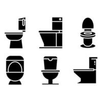 Toiletten- und Toilettenschüssel-Symbole vektor