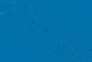 hellblaue, grüne Vektorvorlage mit musikalischen Symbolen. vektor