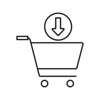 Einkaufswagen-Download-Vektorsymbol, das für kommerzielle Arbeiten geeignet ist und leicht geändert oder bearbeitet werden kann vektor