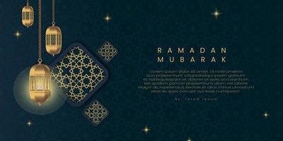 einfache goldene ramadan-laterne und rahmenvektor