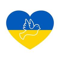 duva tecken på kärlek, frihet, solidaritet, inget krig. duva i hjärtat ukrainska flaggan symbol för fred siluett ikon. ukrainska patriotiska fågelikonen. blått, gult duvemblem. isolerade vektor illustration.