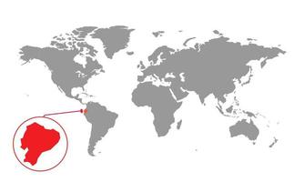 ecuador kartfokus. isolerad världskarta. isolerad på vit bakgrund. vektor illustration.