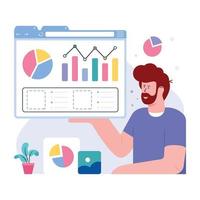 erhalten sie einen einblick in die flache illustration der marketinganalyse vektor