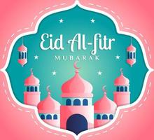 eid al-fitr gratulationskort i pappersstil vektor