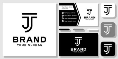 initialer bokstäver tj jt monogram svart platt modern enkel ikon logotypdesign med visitkortsmall vektor