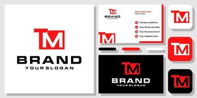 Initialen Buchstaben tm rot starkes modernes abstraktes Monogramm-Logo-Design mit Visitenkartenvorlage vektor