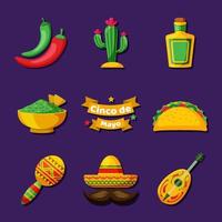 Icon-Set von Cinco de Mayo Festlichkeit vektor