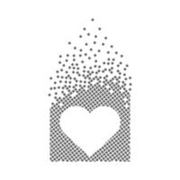 Herzfrequenz-Pixel-Punkte-Symbol. Das Pixel des Gesundheitszeichens ist flach. aufgelöste und dispergierte bewegte Punktkunst. integrative und integrative Pixelbewegung. Verbinden der modernen Punkte.