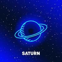 Saturn-Planeten-Neon-Icon-Design. raum- und planeten- und universumskonzept. webelemente in neonstilikonen. realistisches Symbol für Websites, Webdesign, mobile App, Infografiken. vektor