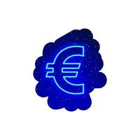 LED blau glühen Neon Euro Symboltyp. realistische Neon-Euro-Münze. Geldsymbol-Nachtshow unter den Sternen. isoliert auf weißem Hintergrund. vektor