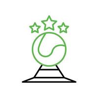 Tennis-Trophäensymbol mit Tennisball. Dieses Symbol ist das Symbol Ihres Tennismatches. Symbol für Sportwettkämpfe. editierbarer Strich. Logo, Web und App. vektor