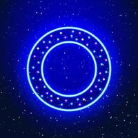 stjärnikon design i rymden neon rund. spotlight futuristisk cirkeldesign. galaxens gradienttecken. unik och realistisk neonikon. linjär ikon på blå bakgrund. vektor